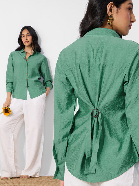 Back Tie Up Shirt Lime Women Shirts