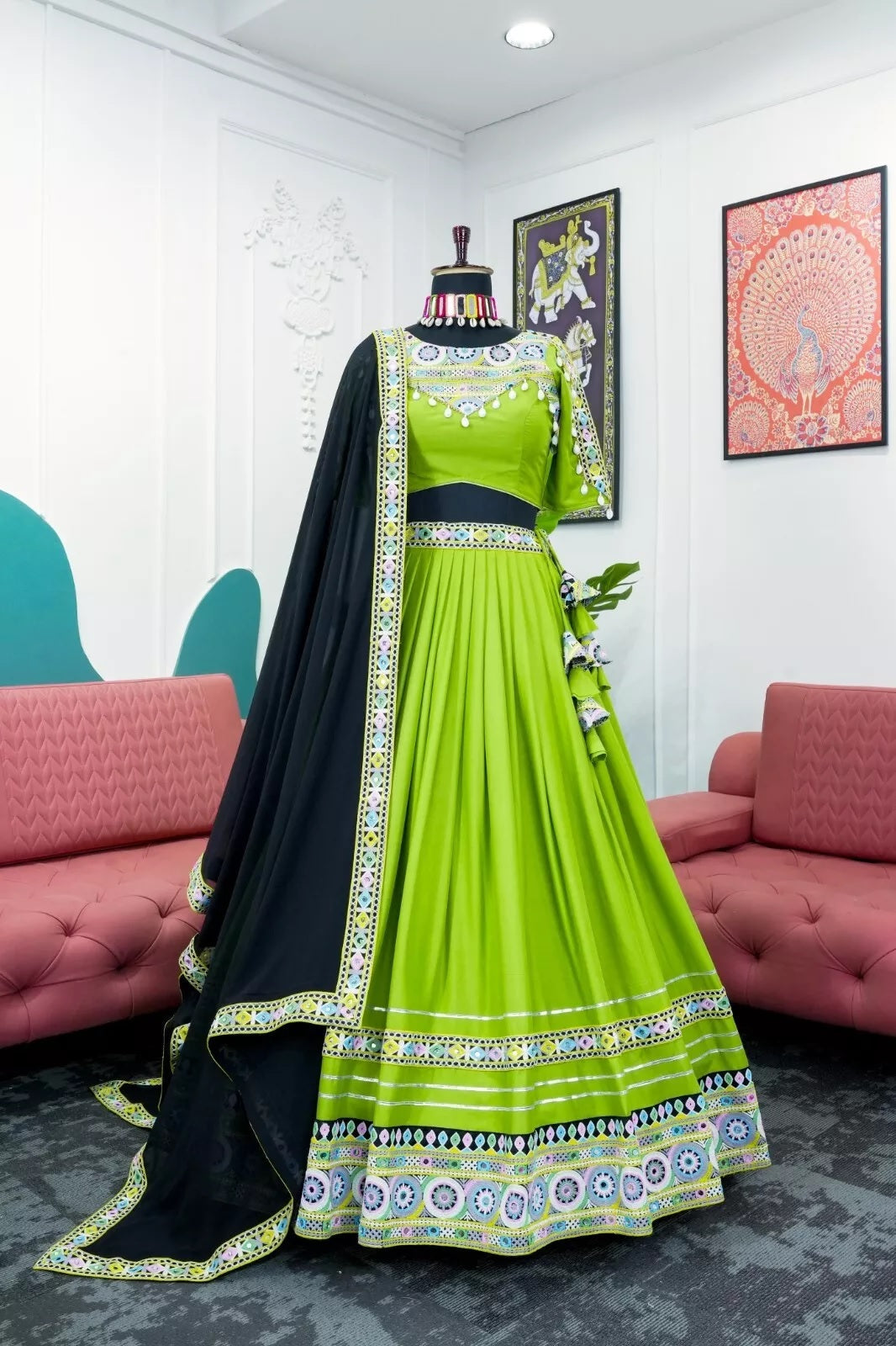 Indian Rayon Lehenga Blouse & Dupatta