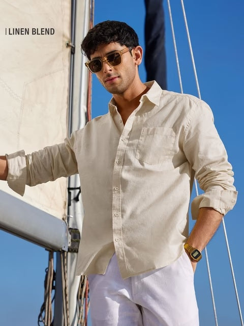 Cotton Linen Sun-Kissed Beige Cotton Linen Shirts