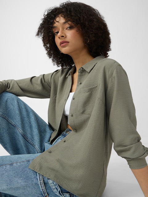 Textured Shirt Light Olive Women Shirts