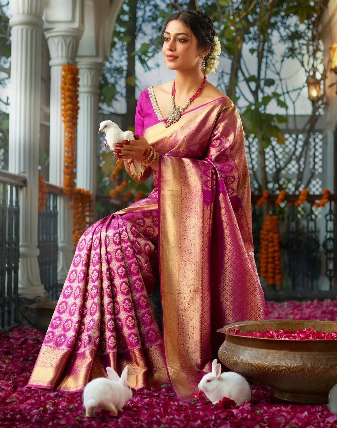 Wedding Wear Designer Banarasi Soft Silk Saree,Indian Party Sari & Blouse