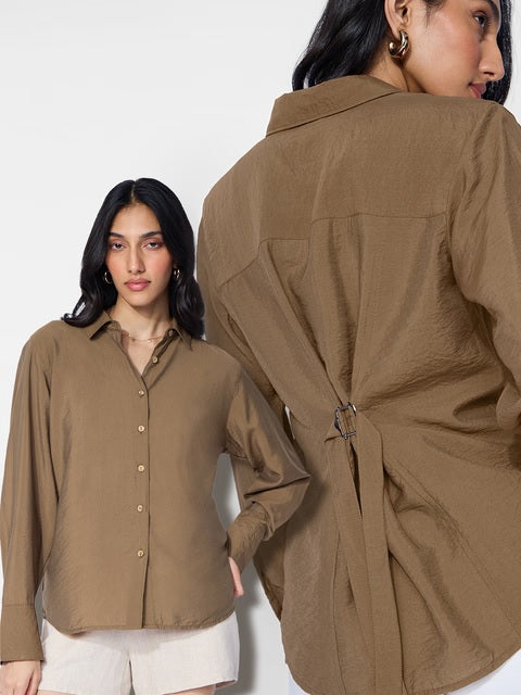 Back Tie Up Shirt Ermine Women Shirts