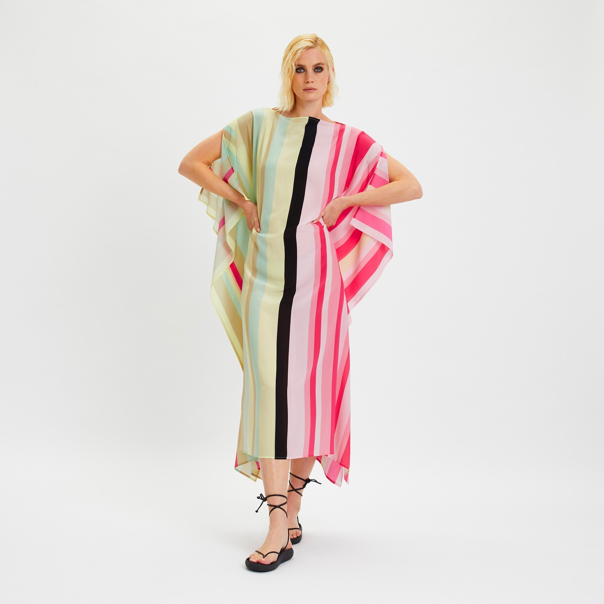 Lightweight Silk Crepe Kaftan Dress - Flowy and Stylish Caftan For Women's