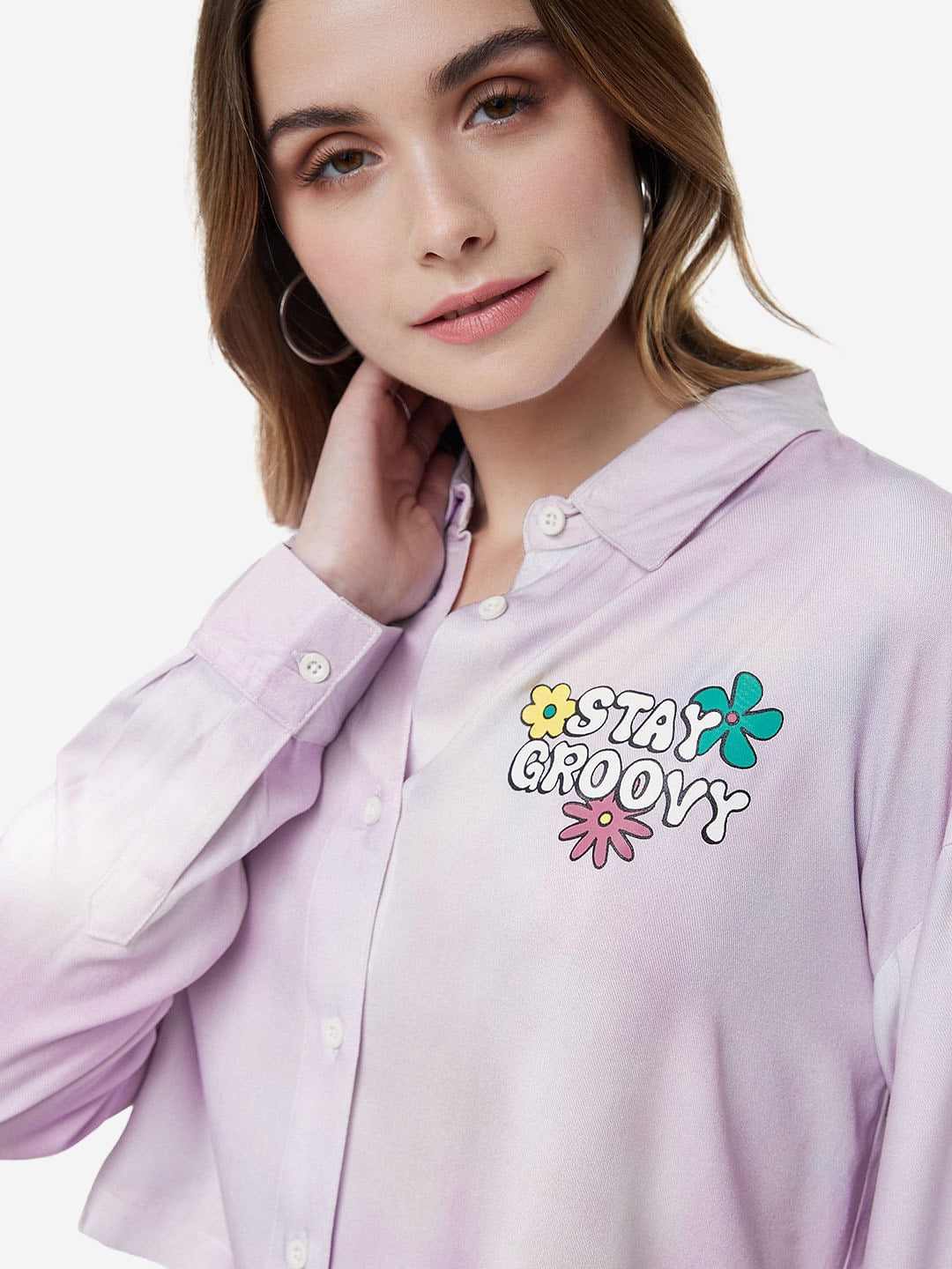 Stay Groovy Tie Dye Women Boxy Fit Shirts
