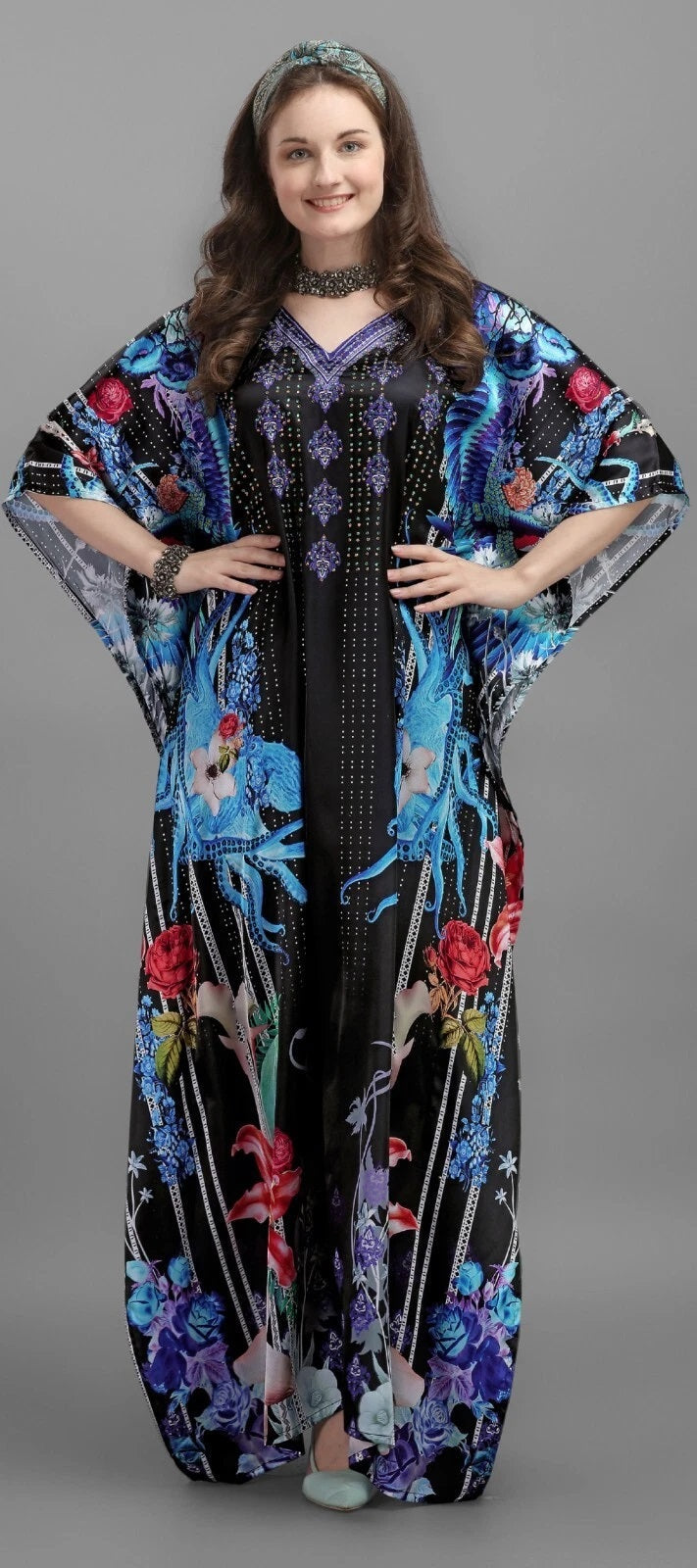 Free Size Kaftan Dress for Women Caftan Bathing Swim Cover Up Boho Beach Dress