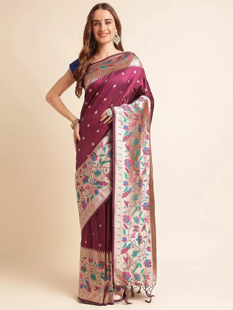 Pure Soft Kanchivaram Pethani Silk Saree With Blouse