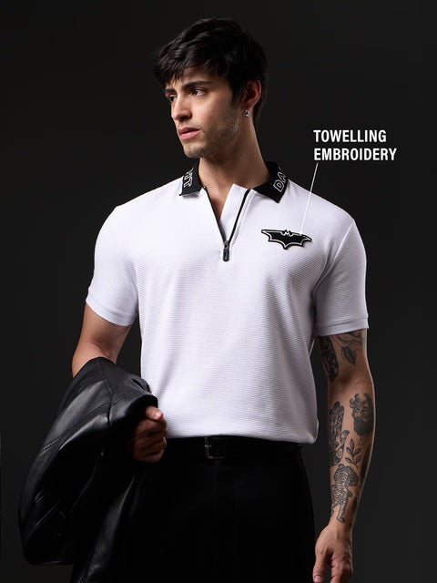 Ottoman Textured Polo Batman Zipper Polos