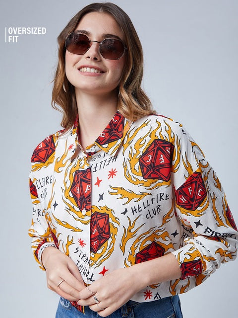 Stranger Things Fireball Women Boxy Fit Shirts