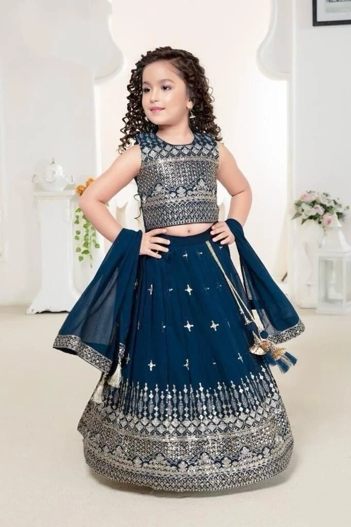 Trending Kids Wear Sequence Embroidery with Beautiful Work Lehenga Blouse with Dupatta 22-MNT