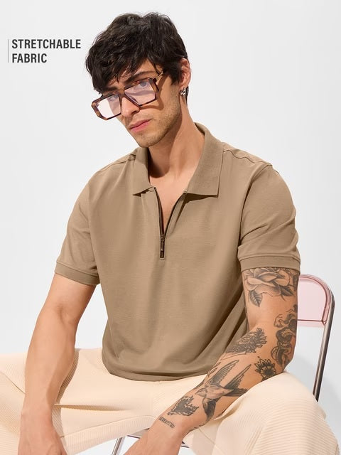 Solids Camel Brown Polos