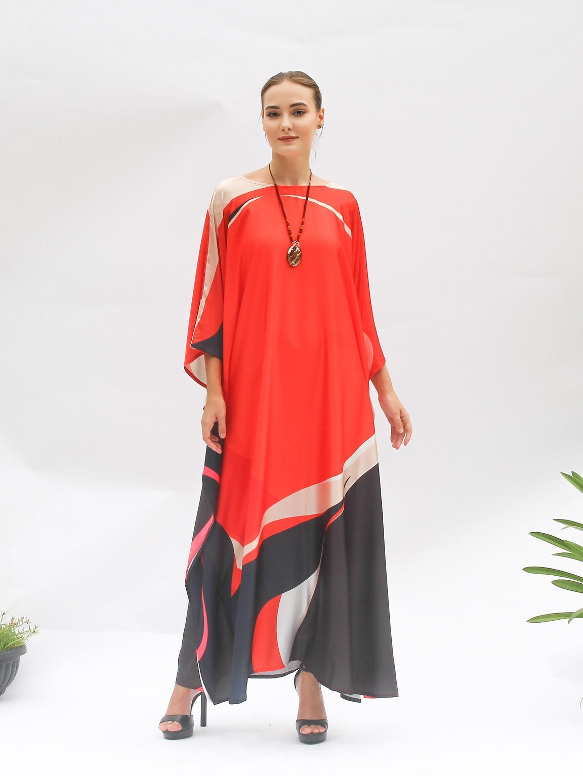 Soft Satin Silk Kaftan - Luxurious and Lightweight Lounge Women's Dress