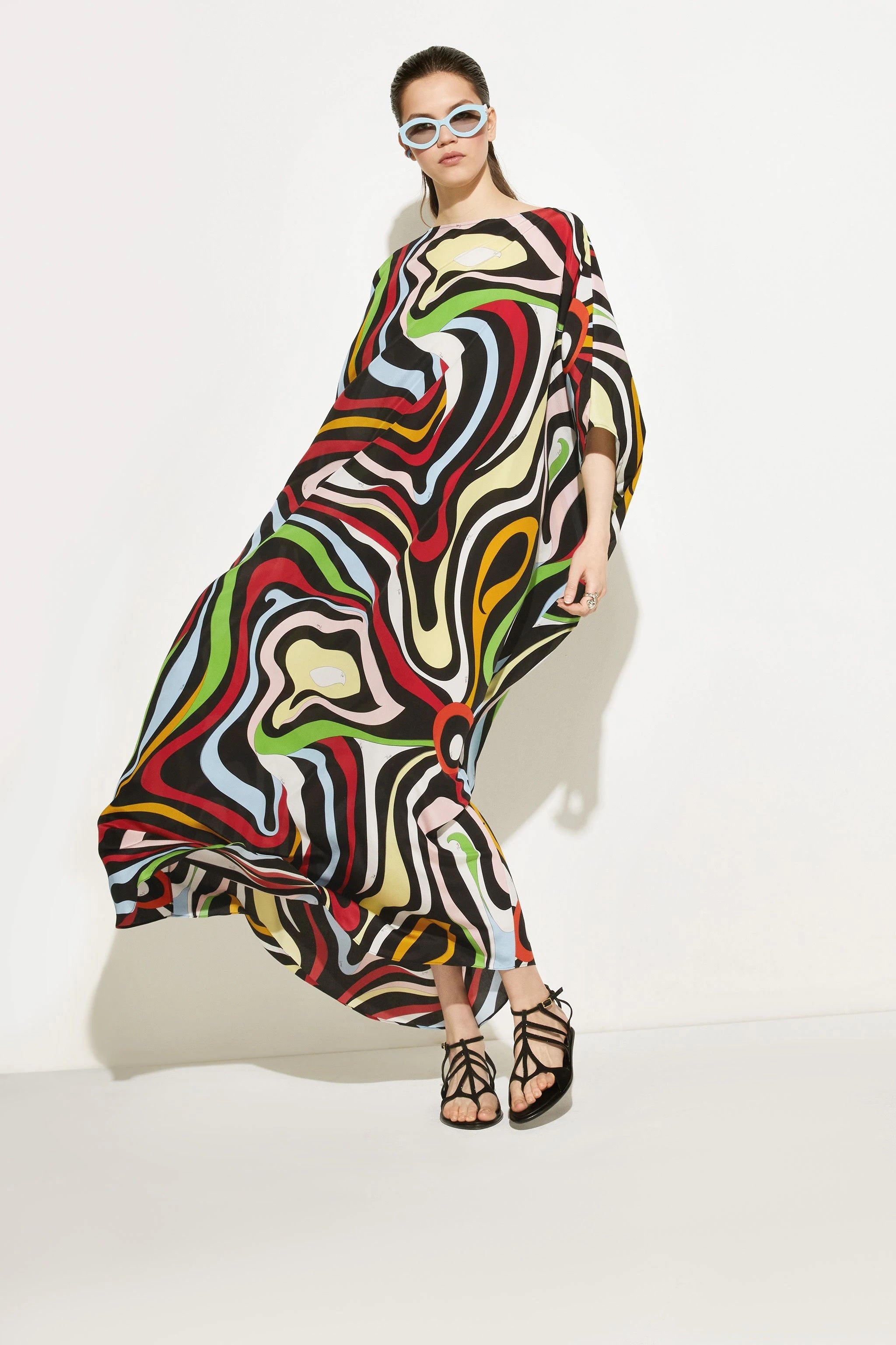 Soft Silk Crepe Kaftan - Luxurious Flowing Dress for Women's