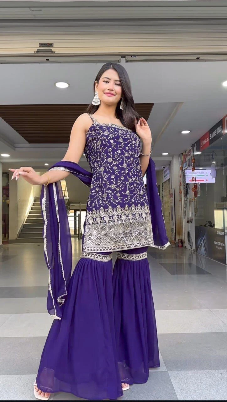 Heavy Faux Georgette Traditional Full Stitched Kurti Bottom & Dupatta Set 12-DC