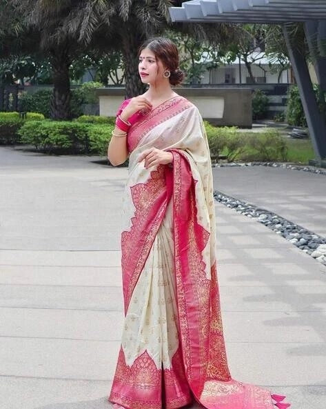 Traditional Festival Wear Saree, Banarasi Soft Silk Sari With Blouse