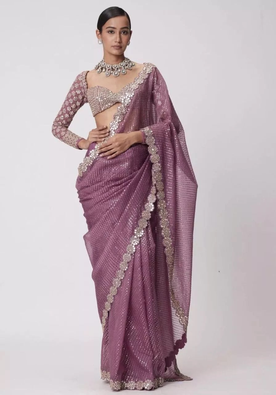 Heavy Soft Georgette Wedding PartyWear Saree, Classic Ethnic Sari & Blouse