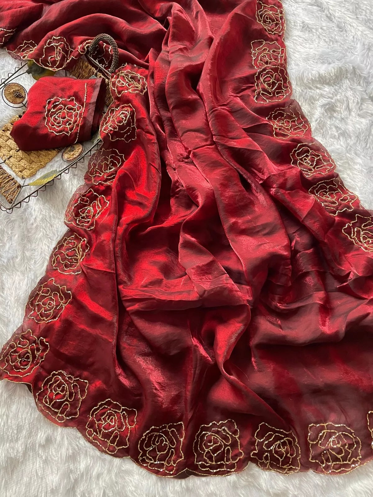 Beautiful Wedding Special Heavy Soft Satin Silk Saree,Party Festival Sari