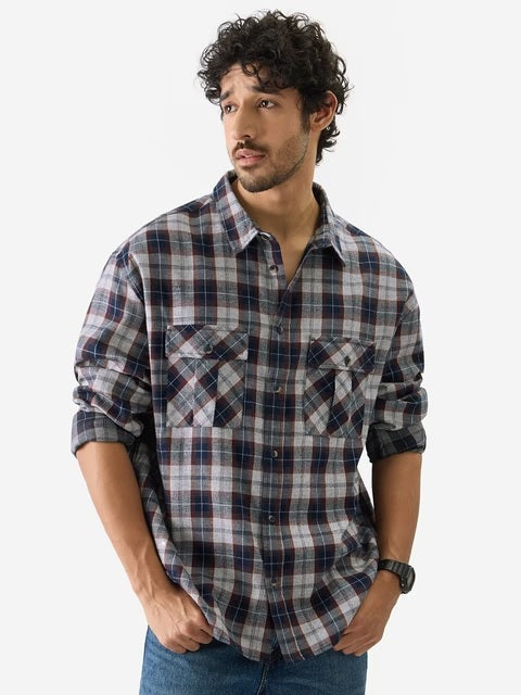 Plaid Insignia Men Textured Shirts