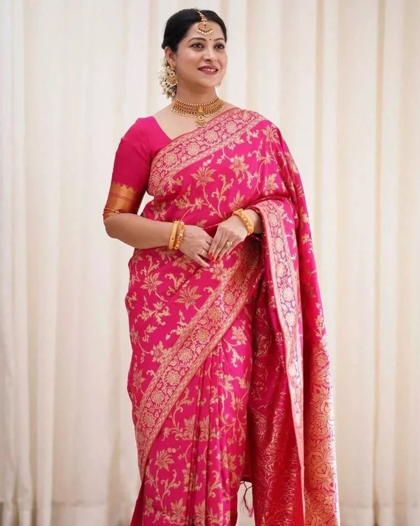 Soft Lichi Silk With Jacquard Work Fancy Saree With Blouse