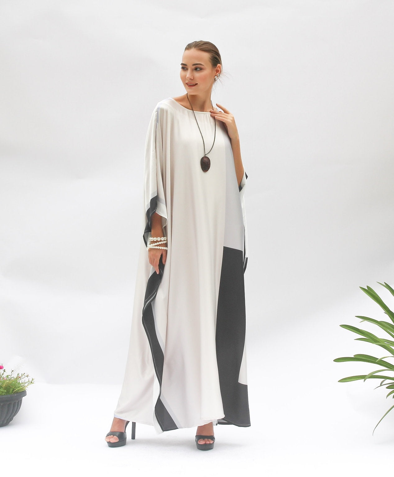 Soft Satin Silk Kaftan - Luxurious Maxi Dress for Women's