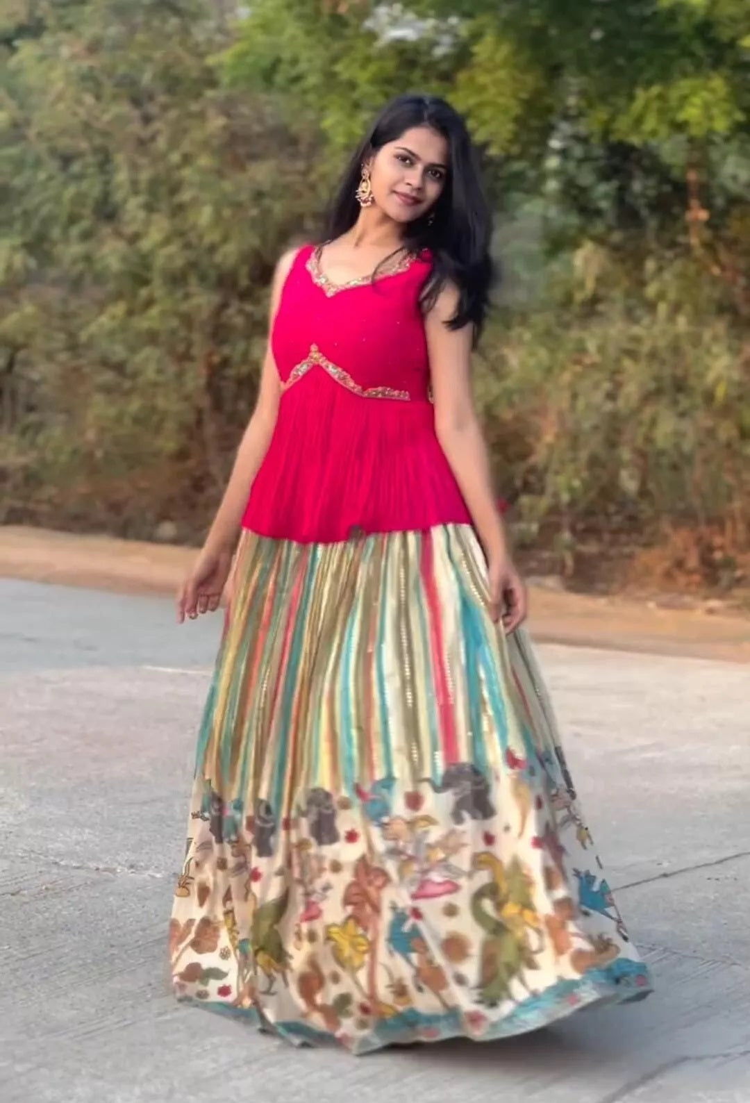 Festival Look Full Stitched Soft Chinon Silk Lehenga Blouse