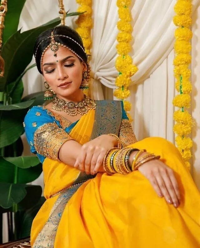 Soft Lichi Silk & Jacquard Work Saree With Blouse