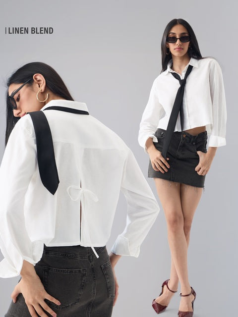 Linen Blend Platinum Women Shirts