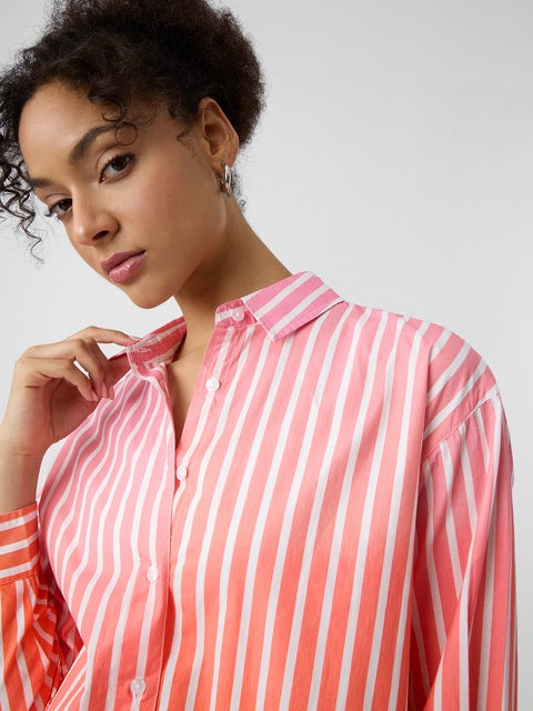 Ombre Stripes Nectarine Women Boyfriend Shirts