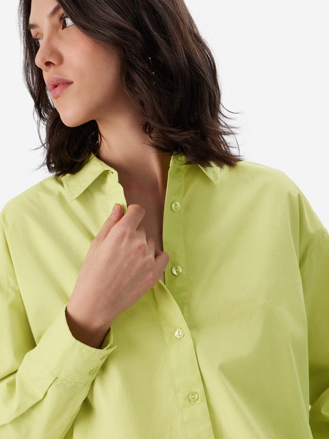 Solids Lime Green Women Boyfriend Shirts