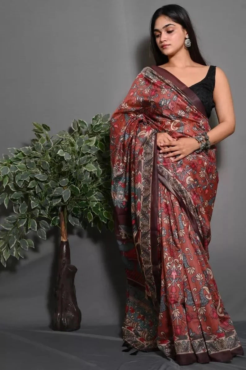 Soft Lichi Silk Saree With Blouse
