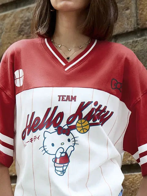 Hello Kitty Varsity Women Oversized T-Shirt