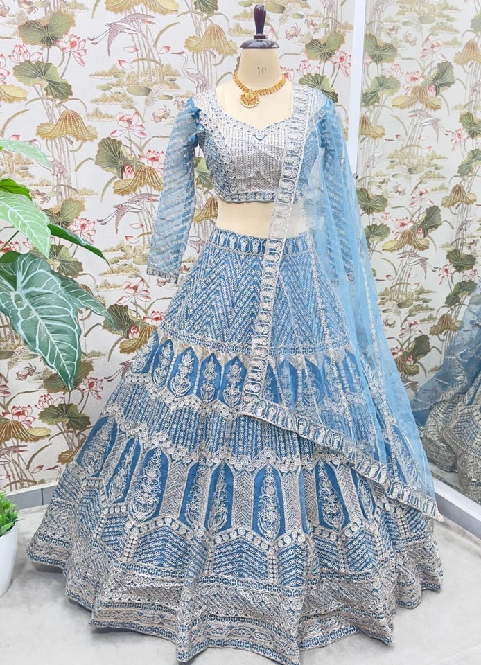 Exclusive Stitched Premium Net Wedding Function Lehenga Blouse With Dupatta 15-MA