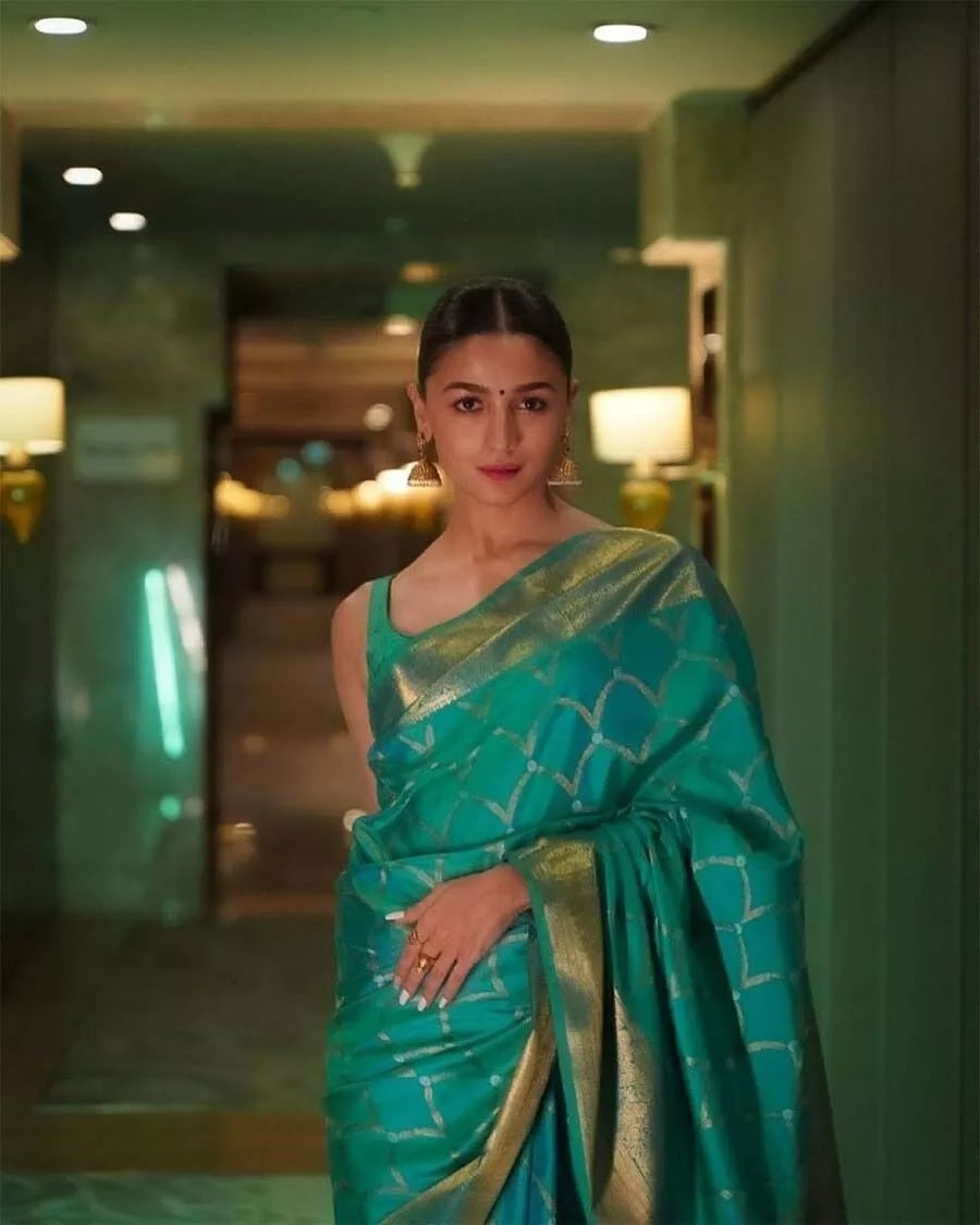 Soft Lichi Silk Party Wear Sari & Blouse
