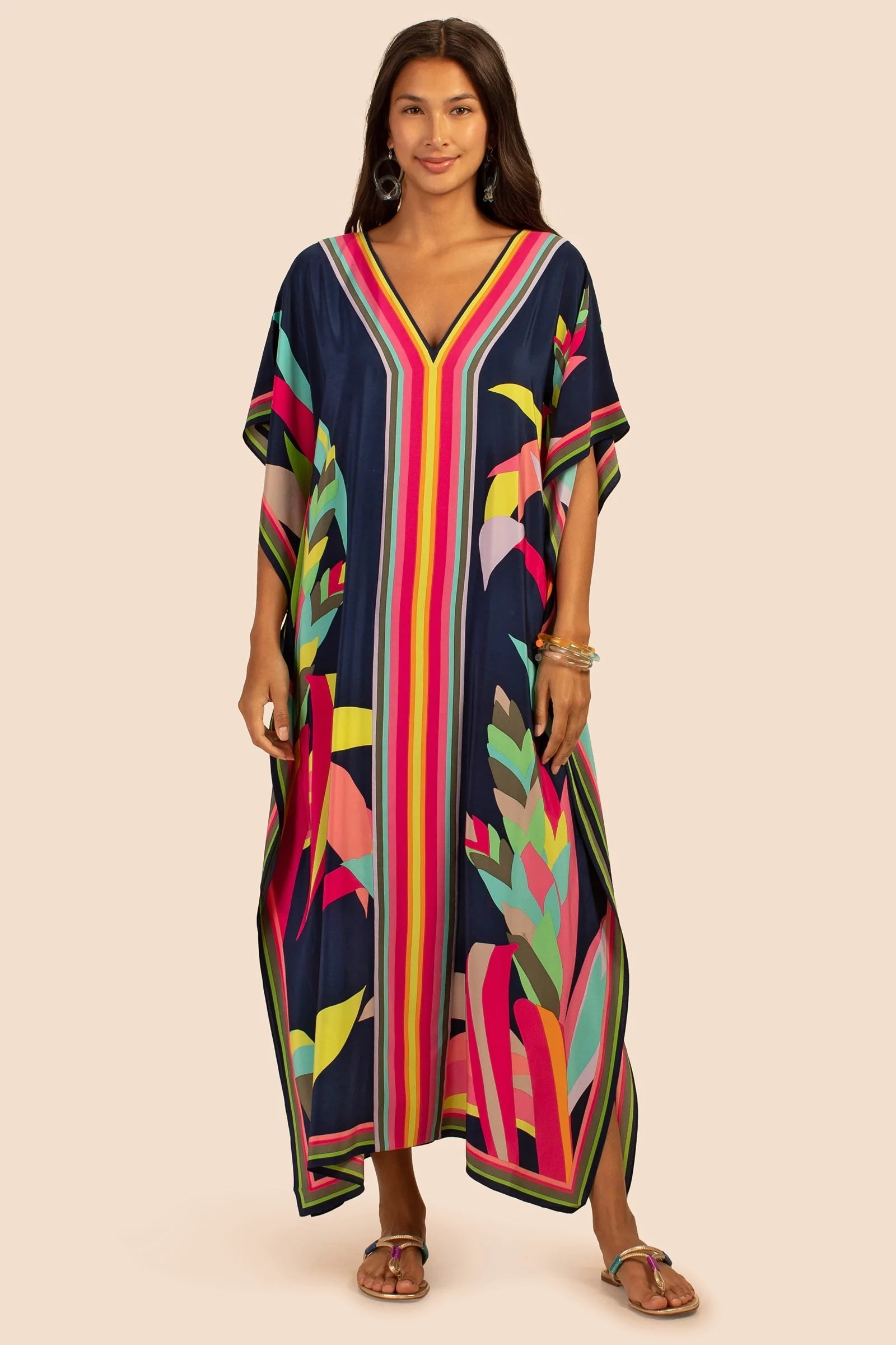 Silk Crepe Kaftan - Luxurious Flowing Dress for Women's