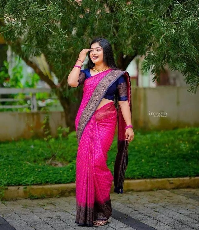 Traditional Soft Lichi Silk With Jacquard Work Sare & Blouse