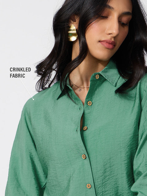 Back Tie Up Shirt Lime Women Shirts