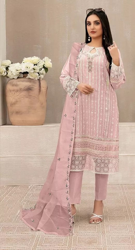 Georgette With Embroidery Sequence Work Top Bottom Dupatta