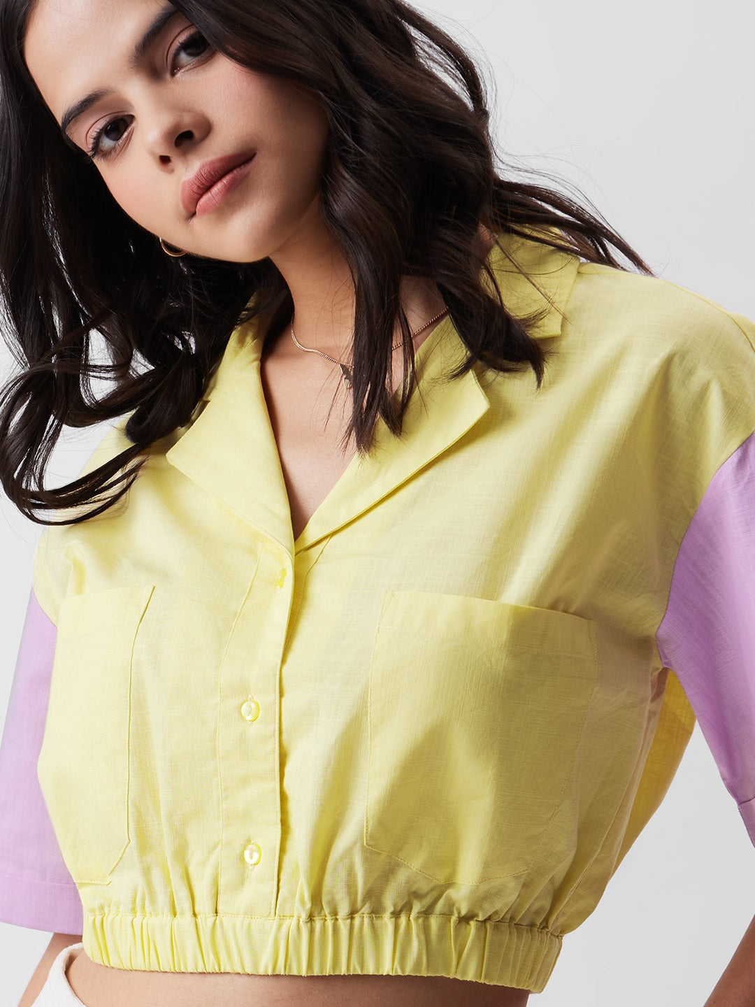 TSS Originals Yellow And Pink Women Cropped Shirts