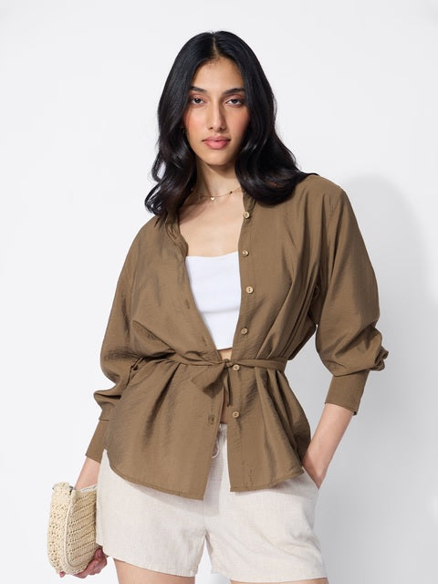 Back Tie Up Shirt Ermine Women Shirts
