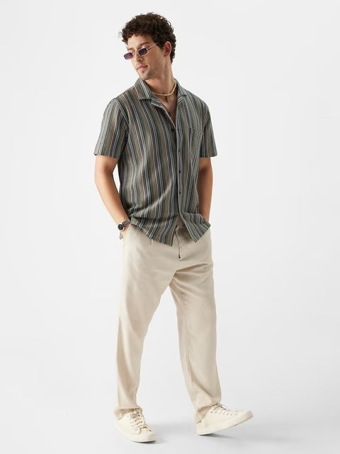 Stripes Neon Palette Men Textured Shirts