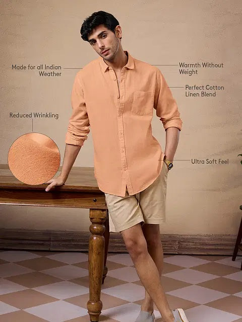 Cotton Linen Peach Shirts