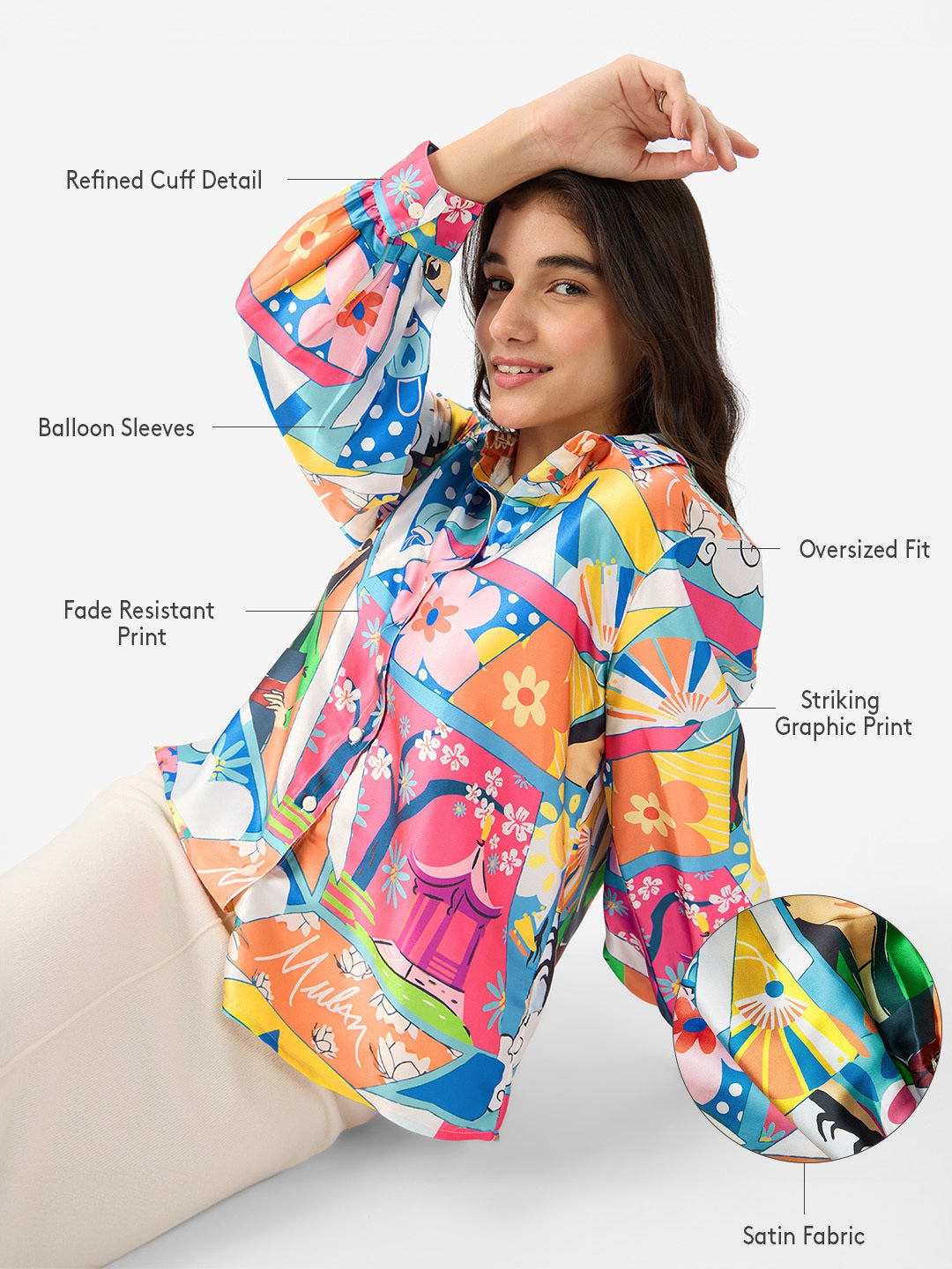 Satin Shirt Disney Mulan Women Shirts