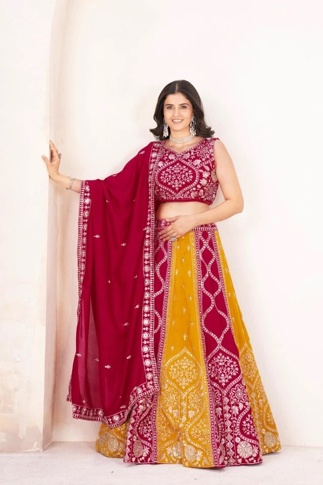 Function Premium Georgette Wedding Stitched Lehenga Blouse With Dupatta 15-MA