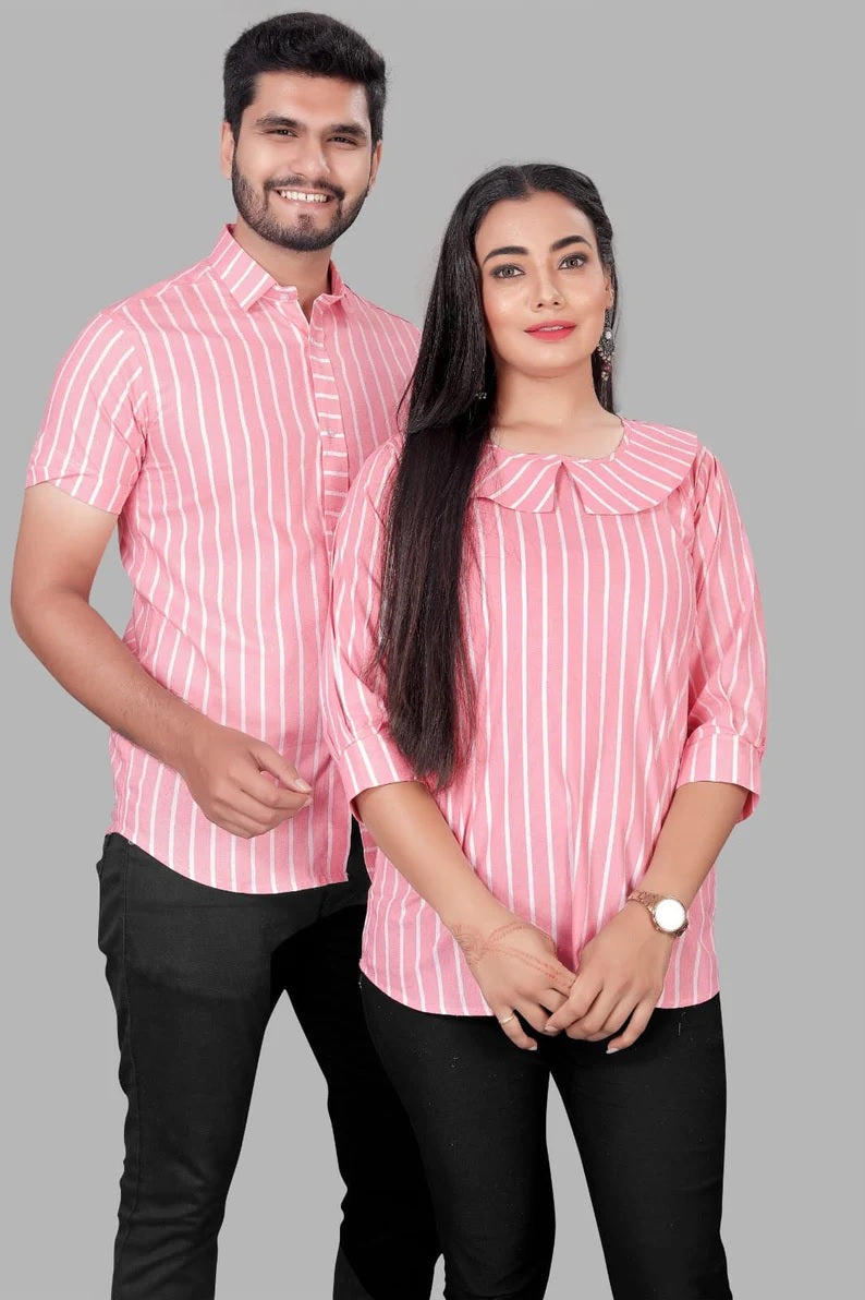 Tunic Top & Shirt Cotton Couple Combo Set