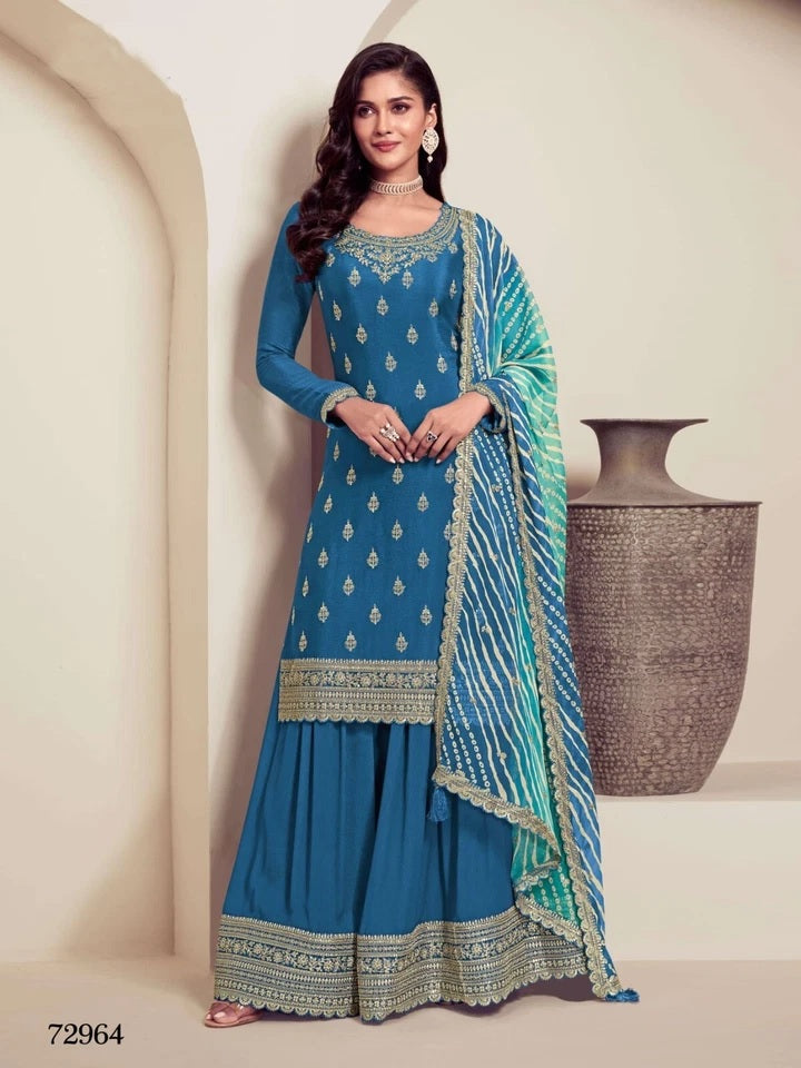 Traditional Designer Heavy Chinon , Wedding Wear Top Bottom, Dupatta