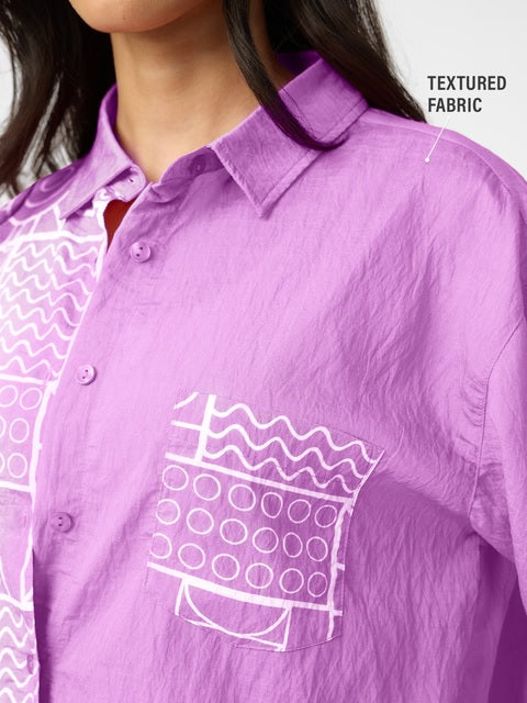 Textured Shirt Twilight Women Boyfriend Shirts