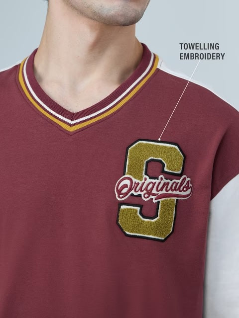 Varsity Scarlet Oversized Full Sleeve T-Shirts