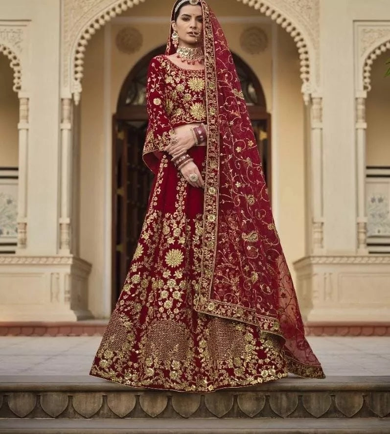 9000 Heavy Velvet Festival Classic Indian Bollywood Lehenga Blouse Dupatta