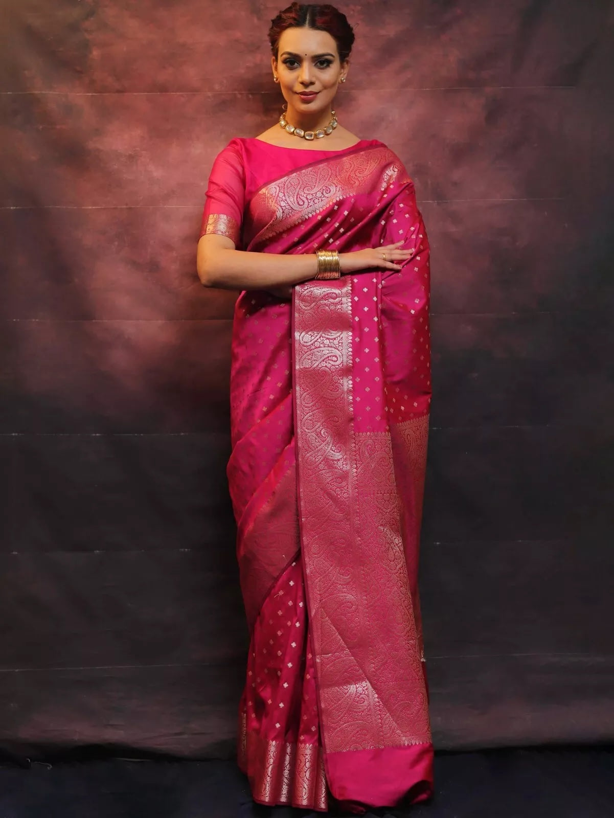 Pure Banarasi Silk Saree with Rich Pallu and Blouse Piece