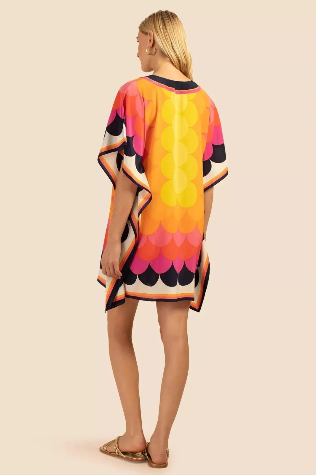 Soft Silk Crepe Kaftan, New Short Caftan , Beach Wear, Multi Color Kaftan J5702