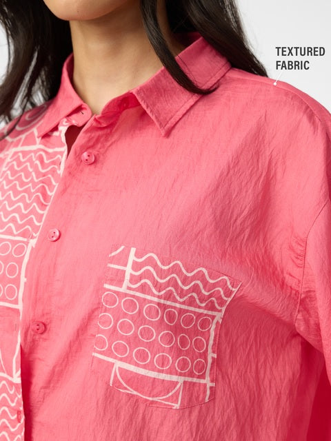Textured Shirt Desert Rose Women Boyfriend Shirts